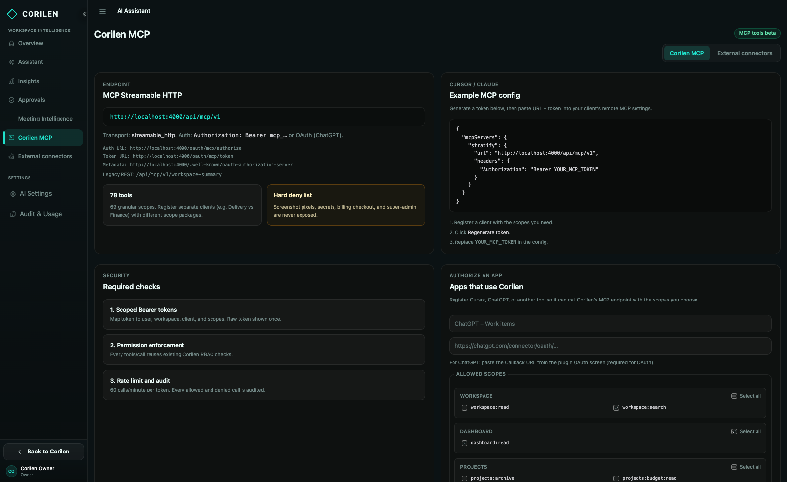 Corilen MCP for Cursor, Claude, and ChatGPT